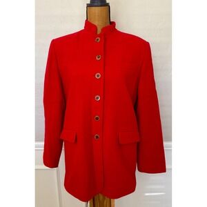 Benard Couture Red‎ Wool Mandarin Collar Blazer Jacket Womens Size 6